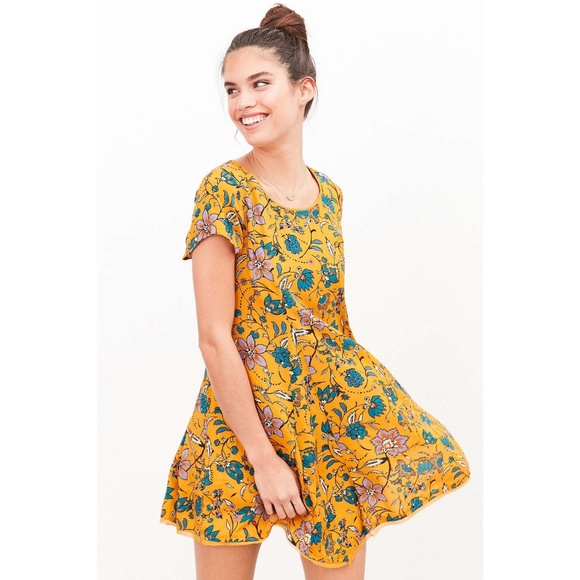 silence + noise Dresses & Skirts - UO | Silence + Noise Mustard Floral Print Dress